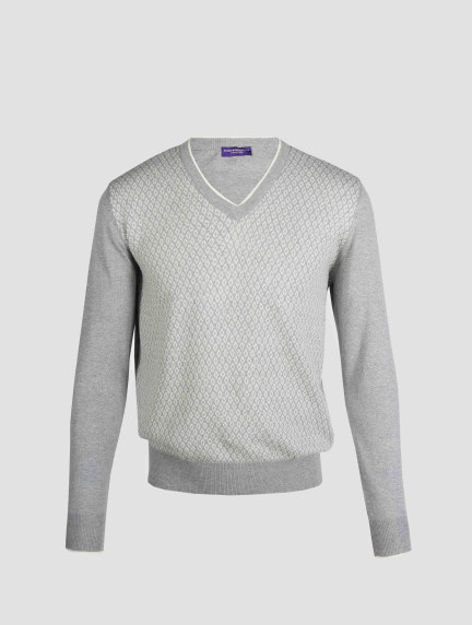 Patrick Hellmann CollectionGrey V-Neck Pullover 100% Cottonimage615
